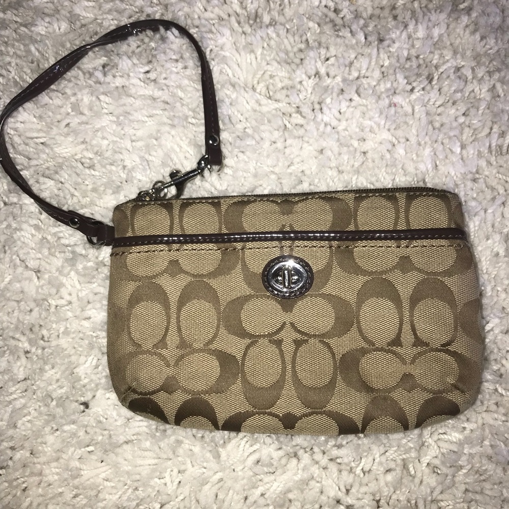 Coach Wristlet with Clasp - Brown